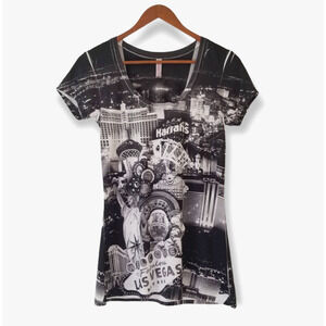 Love Stitch LAS VEGAS print Rhinestone front Top - Size L